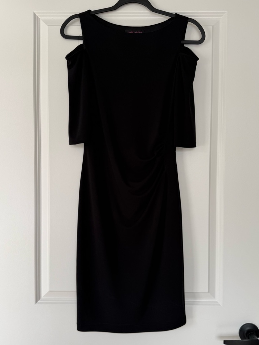 Women's Black Cold-Shoulder Midi Dress